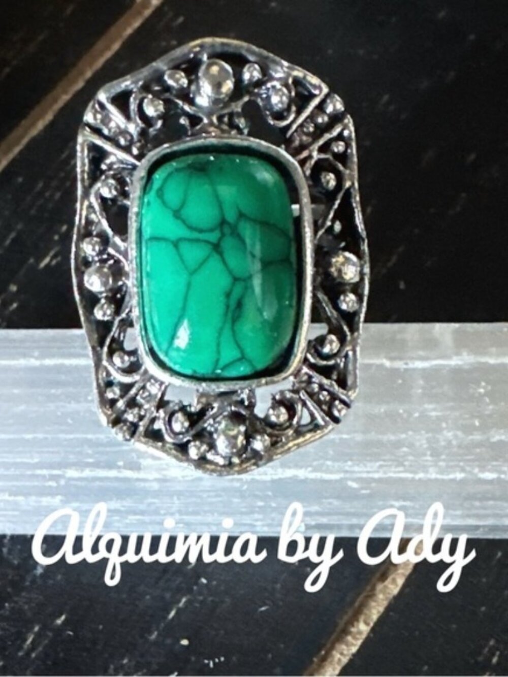Sculptural + Green Turquoise Vintage style ring
